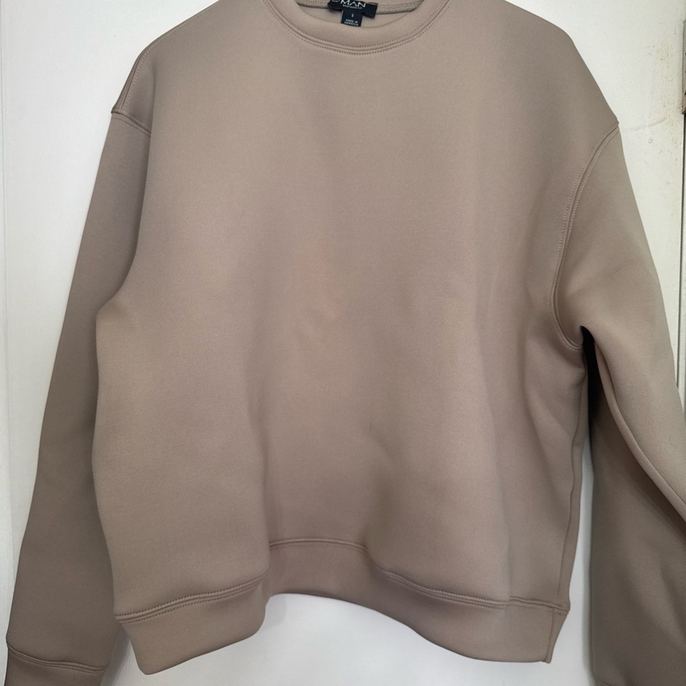 Boohoo Men's Taupe Crewneck Sweater